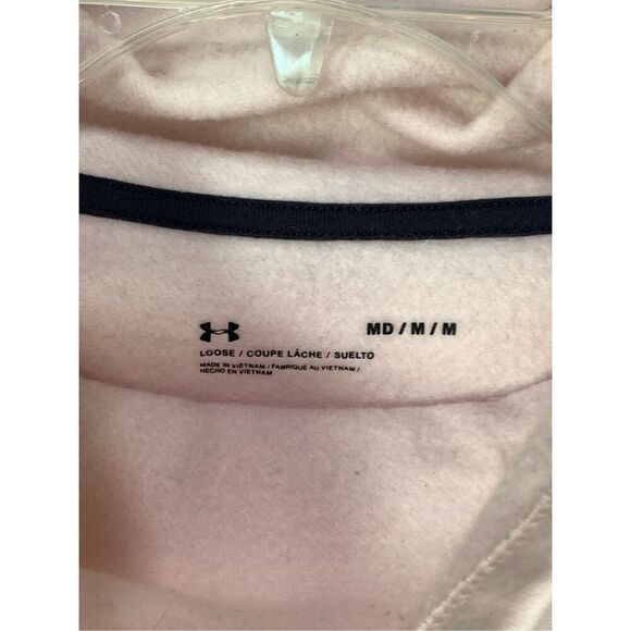 -2. Under Armour Women's Rival Fleece Funnel Neck Pullover Sweater Pink Black Me - Picture 3 of 7